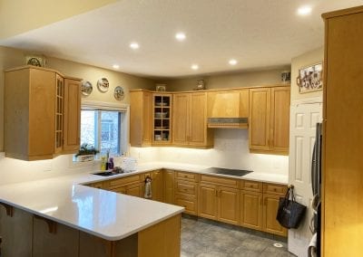 image of LED lighting upgrade in a renovated kitchen